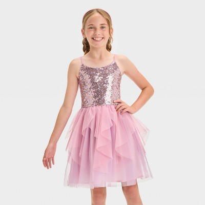 Girls' Sequin Tulle Sleeveless Dress - Cat & Jack™ Blush Pink : Target