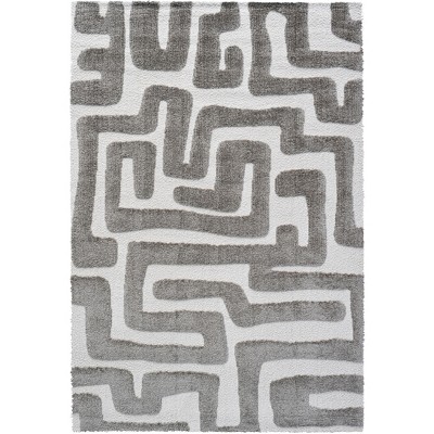 Airsurfer 7'x10'Gray and White Area Rug Modern Geometric Area Rug Living Room Decor for Living Room and Bedroom