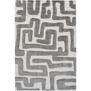 Airsurfer 7'x10'Gray and White Area Rug Modern Geometric Area Rug Living Room Decor for Living Room and Bedroom - 1 of 4