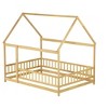 MAYEERTY Full House Floor Wooden Bed with Floor Frames, Safety Guardrails Beige - 4 of 4