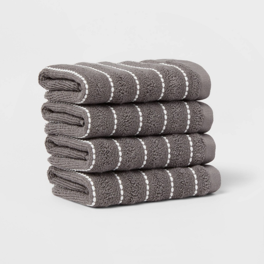 Photos - Towel 4pc Performance Plus Washcloths Dark Gray Striped - Threshold™