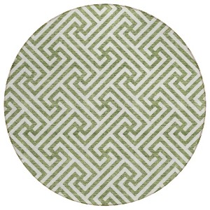 Green And Beige Geometric Washable Indoor Outdoor Area Rug - 1 of 4