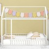 Streamdale Full Size Metal Bed House Bed Frame with Fence, for Kids, Teens, Girls, Boys,White - 2 of 4
