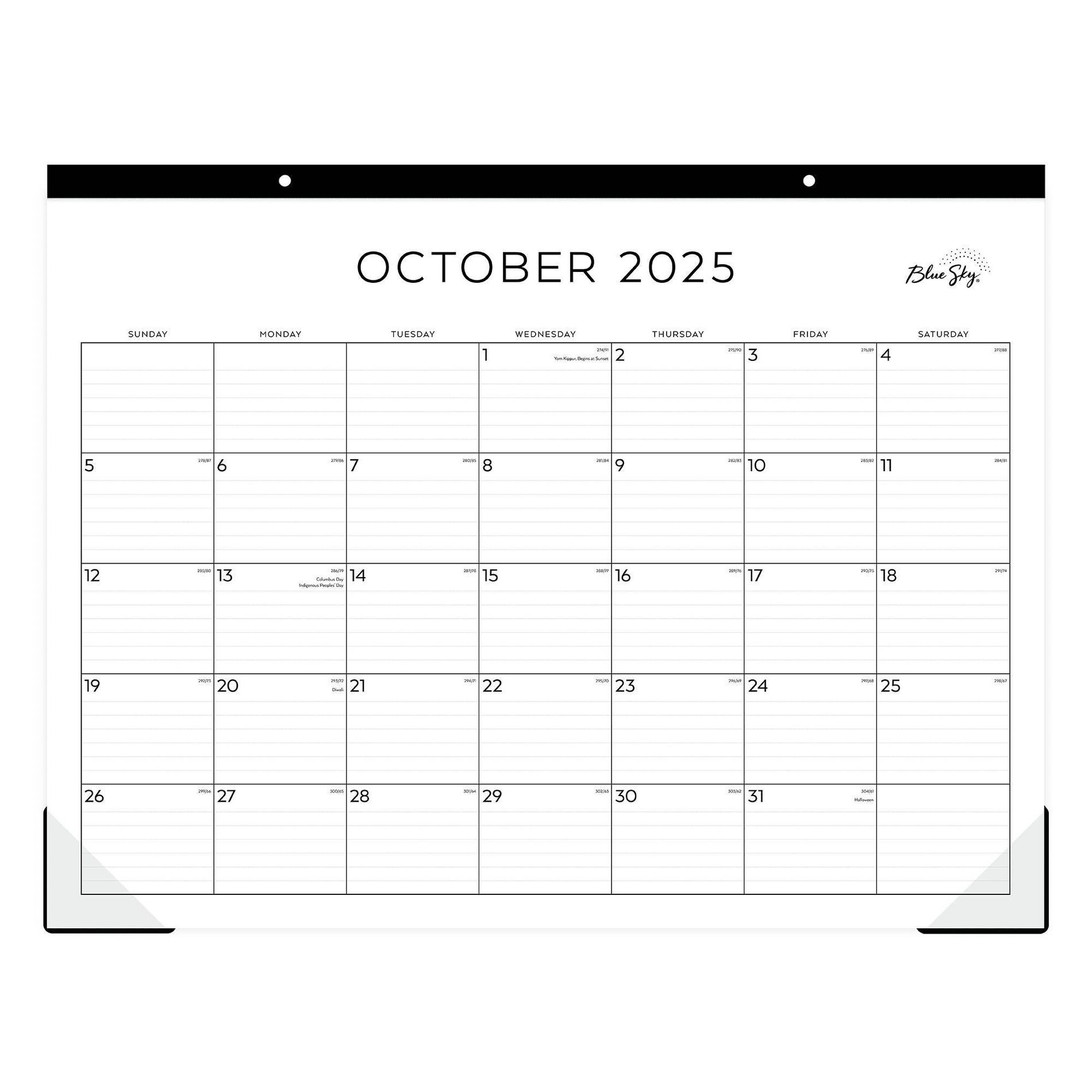 Blue Sky Monthly Desk Pad Planning Calendar 22"x17" Standard Black and White