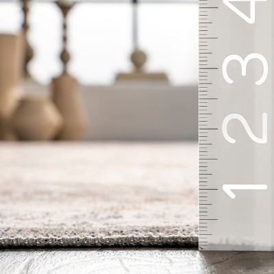 Brown Synthetic Medallion Machine Washable 5' x 8' Area Rug