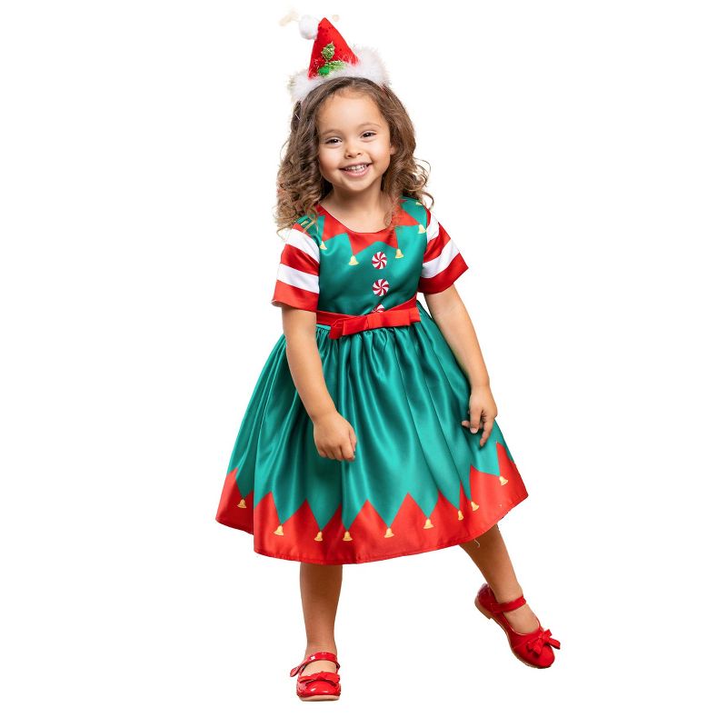 Girls Cutest Elf On A Shelf Holiday Party Dress - Mia Belle Girls, 1 of 6