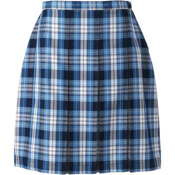 School Uniform Young Women's Plaid Box Pleat Skirt Top of the Knee