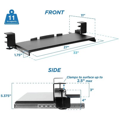 Adjustable Black Metal Clamp-On Keyboard Tray