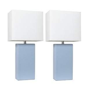 (Set of 2) 21" Monaco Avenue Modern Leather Table Lamp - Elegant Designs - 1 of 4