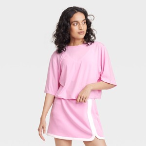 Women's Boxy Cropped Short Sleeve Top - JoyLab™ - 1 of 4