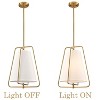 Claxy Vintage Gold Pendant Light with White Linen Fabric Adjustable Height Chandelier Brass - 3 of 4