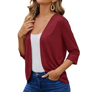 Open Front Knit Cardigan - Women's Basic Long Sleeve Casual Cover Up - 1 of 4