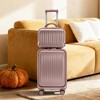 14"/20" 2 Pcs/Set ABS Spinner Wheel Luggage, Front Opening, Combination Lock, Cosmetic Case, Black -- Frevyn - 3 of 4