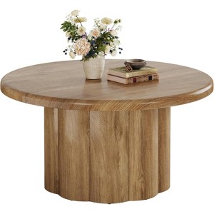 Tribesigns 31.5" Round Coffee Table, Farmhouse Circle Center Cocktail Table, Wood Living Room Tables for Apartment, Small Space - 1 of 4