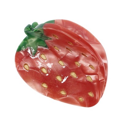 Unique Bargains Women's Grace Strawberry Hair Clip 1.69"x1.26"x1.38" Green Red 1Pc