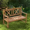 Tangkula 2-Person Acacia Wood Bench Outdoor Slats Loveseat Chair with Armrest Backrest Sturdy Frame 800lbs Load Capacity - 4 of 4