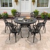 7-Piece Cast Aluminum Outdoor Dining Set with Beige Cushions, Rectangle Table & Ergonomic Chairs - for Patio, Backyard - 2 of 4