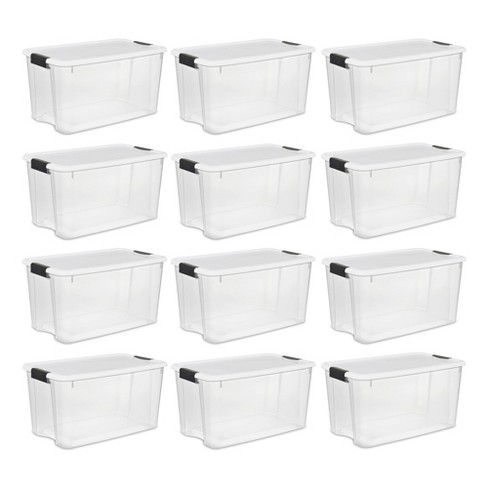Storage Box Large 70 Qt Clear Carry Plastic Stackable Container Tote 6 Pack 