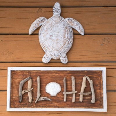 Beachcombers Reclaimed Wood and Metal Aloha Sign Wall Art