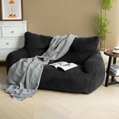 Pamapic Bean Bag Chair, Cozy Corduroy Lazy Bean Bag Sofa, 2 Seat for Home-Gray