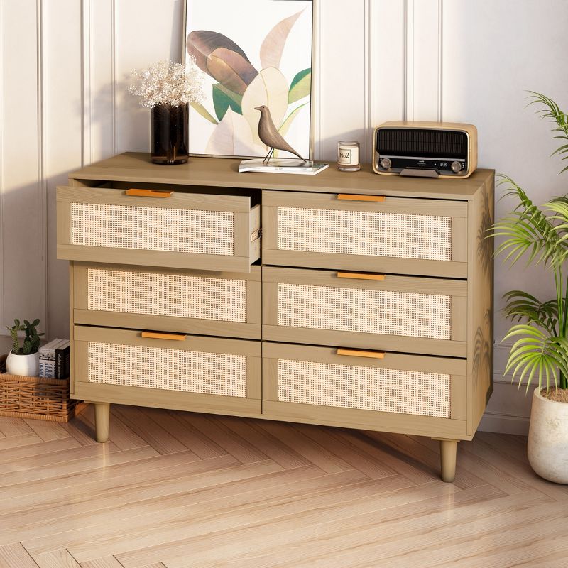 43.31" 6-Drawer Rattan Dresser for Living Room and Bedroom - ModernLuxe, 1 of 12