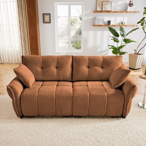 2 Seater Modern Chenille Sofa with High-Resilience Foam Cushions, Tufted Upholstered Sofa Couch, Contemporary Loveseat with Wood Base-Koiai - 1 of 4