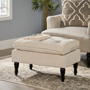 PAGED 50 Inch Storage Ottoman Bench Modern Leather Bench with Button Tufted Cushion for Living Room, Bedroom, Entryway - 1 of 4