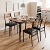 5-Piece Farmhouse Dining Table Set for 4 with Wood Tabletop and PU Upholstered Chairs, Kitchen Table and Chairs for Living Room and Dining Room - 3 of 4