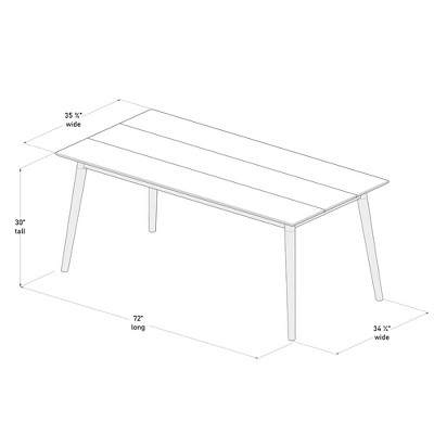 72'' Solid Wood Mid Century Modern Dining Table for 6