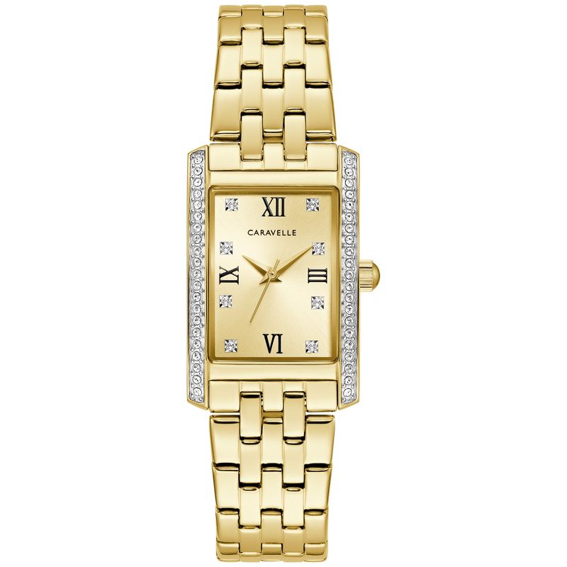 Caravelle designed by Bulova Ladies' Classic Crystal 3-Hand Quartz Watch, Rectangle Case, 1 of 5