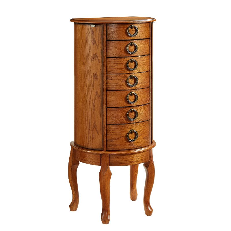 Harper Traditional Wood 6 Lined Drawer Jewelry Armoire Burnished Oak - Powell, 1 of 13