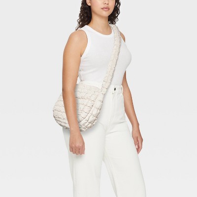 Wild Fable Puffer Crossbody Handbag - Wild Fable™ Cream: Softside, Woven, Single Strap, Zip Closure — фото 2