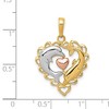 Black Bow Jewelry 14k Yellow & Rose Gold with White Rhodium Double Dolphin Heart Pendant - 4 of 4