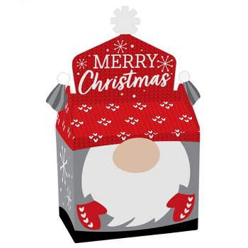 Big Dot of Happiness Christmas Gnomes - Treat Box Party Favors - Holiday Party Goodie Gable Boxes - Set of 12