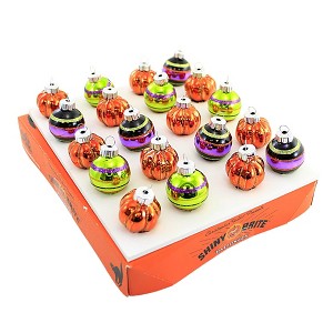 Shiny Brite 1.25 In 1.25" Striped Rounds & Pumpkins Ornament Halloween Decorated Tree Ornament Sets - 1 of 3