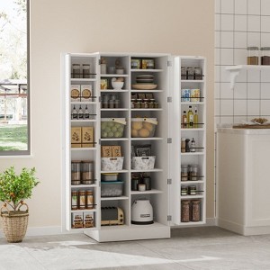 Karl Home 59in Tall White Kitchen Storage Cabinet With 2 Doors And Adjustable Shelves Food Storage Pantry Cabinet - 1 of 4