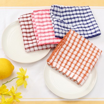 Multicolor Checked Cotton Kitchen Dish Cloth Set, 11" x 16", 6 Pieces