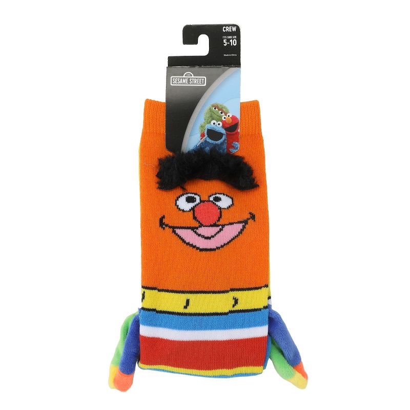 Sesame Street Bert & Ernie Women's Casual Crew Socks With 3D Arms & Magnetic Hands, 4 of 7