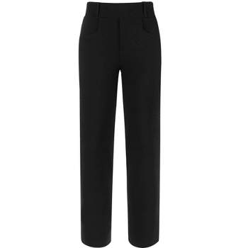 Hobemty Women's Work Stretchy Elastic High Waist Straight Trousers with Pockets