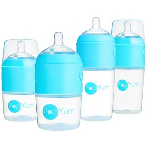 PopYum Baby Bottle Starter Set for Breast and Formula Feeding, 4-Pack, Blue, 2x 5oz Bottles (150ml) + 2x 9oz Bottles (260ml) - 1 of 4