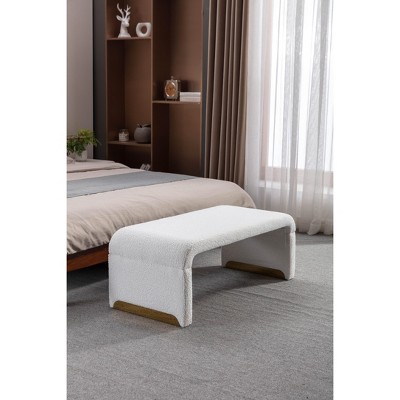 NicBex Bench Shoe Bench Boucle Fabric Loveseat Ottoman Footstool for Bedroom and Entryway