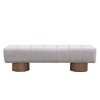 64" Upholstered Dining Bench,Ottoman with Round Wood Legs for Dining Bedroom Entryway Living Room,No-Assembly-Baofuwish - 3 of 4