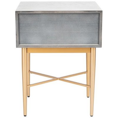 White Washed Oak and Gold 1-Drawer Nightstand