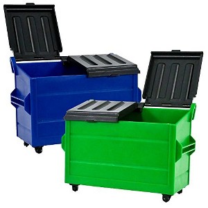 Set of 2 Dumpsters for WWE & AEW Wrestling Action Figures: Blue & Green - 1 of 3