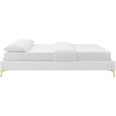 Sutton Queen Performance Velvet Bed Frame in Luxe White