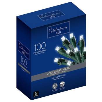 Celebrations LED Micro/5mm Cool White 100 ct String Christmas Lights 24.5 ft.
