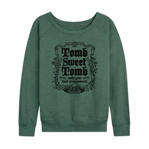 Women's - Disney - Haunted Mansion Parks Attraction Lightweight French Terry Wide Neck Long Sleeve Shirt - 1 of 4