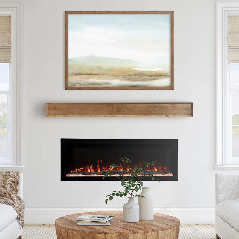 Modern Ember Autumn Wood Fireplace Mantel Shelf with Angled Corner Accents, 4 of 10
