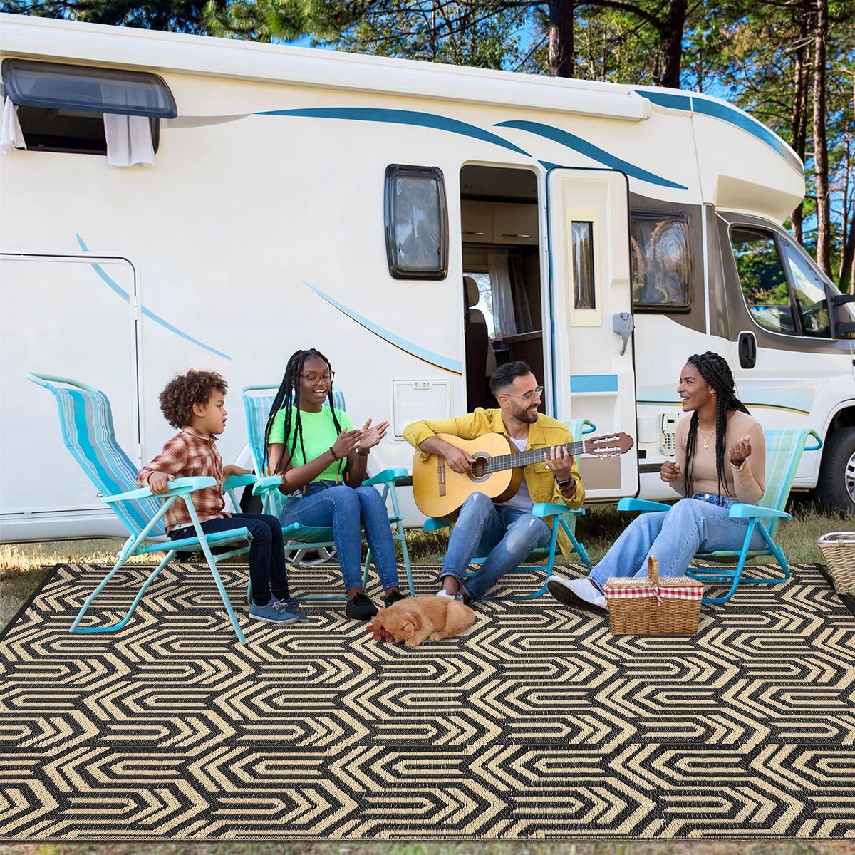Garvee Outdoor Rug, Weather Resistant Reversible Area Rug, Outside Modern Geometric Carpet for Camping Patio Porch Deck - thumbnail 7