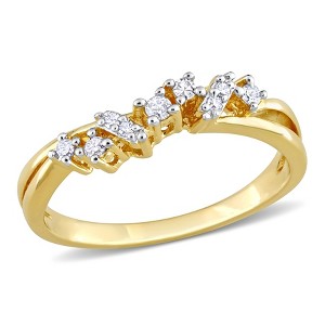 EVERLY JEWELRY | Yellow Plated Sterling Silver 1/6 CT TDW Diamond Nine Stone Ring - 1 of 4